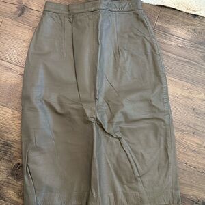 Brownish Grey Authentic Leather Skirt